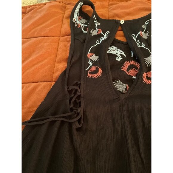Intimately, free people, halter dress , tassels Boho Black Embroidered Lady Sz S - Picture 15 of 16